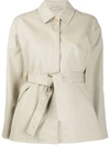 Filippa K Short Belted Mac Jacket In Light Sage