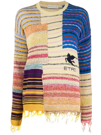 Etro Striped Panelled Jumper In Yellow