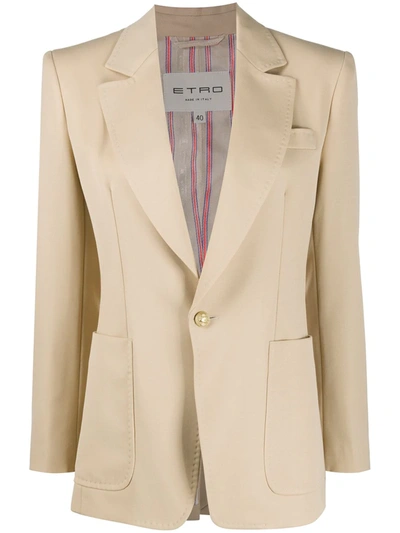 Etro Tailored Jacket With Pegaso Buttons In Beige
