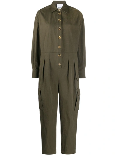 Erika Cavallini Front-button Jumpsuit In Green