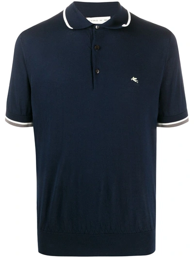 Etro Striped-trim Polo Shirt In Blue