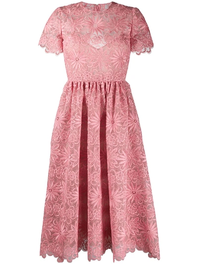 valentino floral embroidered dress RED Valentino Embroidered Poplin Dress M-M/L – OMNIA