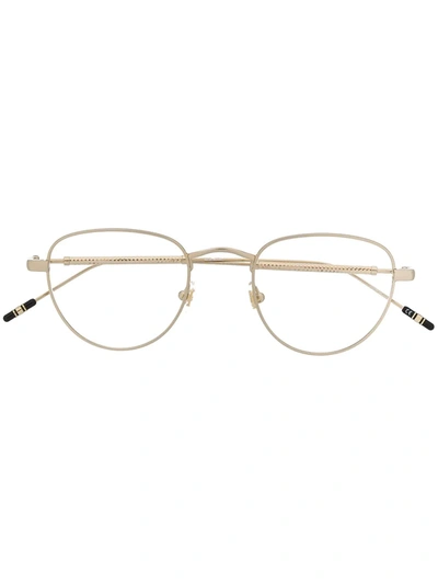 Montblanc Embossed Round Frame Glasses In Neutrals