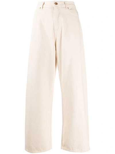 Aspesi High Rise Wide-leg Jeans In Neutrals