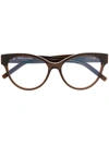 Saint Laurent Cat Eye Glasses In Brown