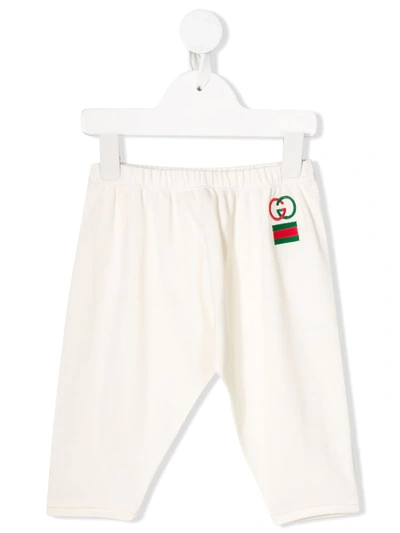 Gucci Babies' Interlocking-g Embroidered Trousers In Neutrals