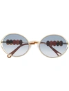 Chloé Beaded Oval-frame Sunglasses In Gold