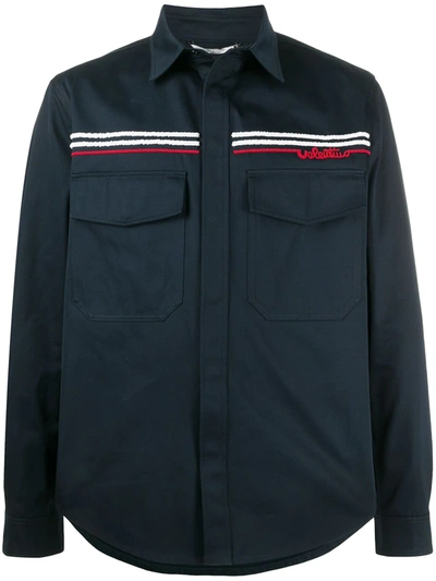 Valentino Redbroidery Shirt Jacket In Blue