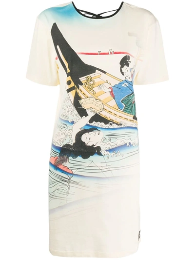 Kenzo Ama Printed T-shirt Dress In Neutrals
