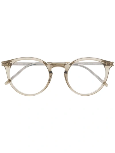 Saint Laurent Round Frame Glasses In Brown