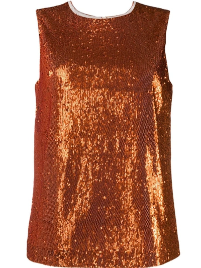 P.a.r.o.s.h Sequin Embellished Top In Orange