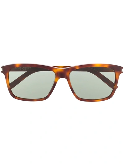 Saint Laurent Sl339 Rectangular-frame Sunglasses In Brown