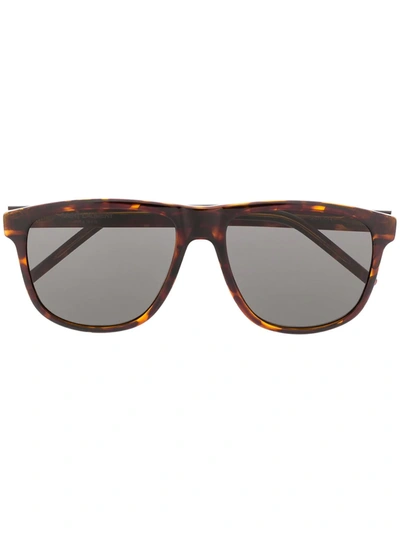 Saint Laurent Signature Soft-square Frame Sunglasses In Brown