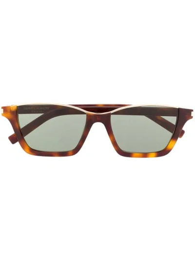 Saint Laurent Dylan Rectangular-frame Sunglasses In Brown