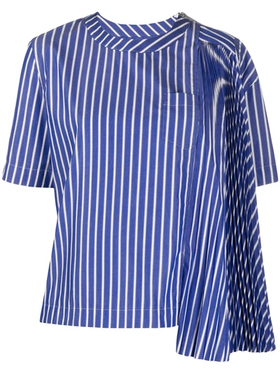 Sacai Pleated Panel Blouse In Blue