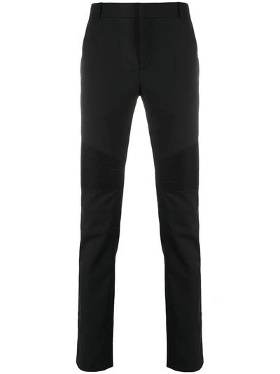 Balmain Ribbed Details Skinny Trousers In Black