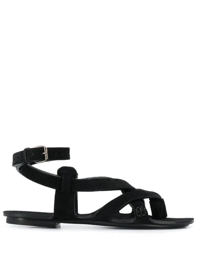 Saint Laurent Culver Flat Sandals In Black