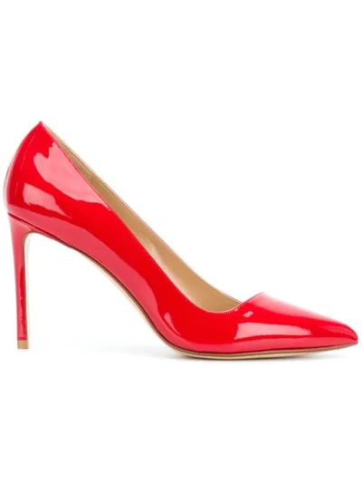 Francesco Russo Pointed Toe Patent Leather Pumps In Red
