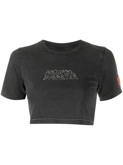 Heron Preston Natural Disaster Cropped T-shirt In Black