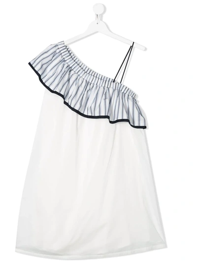 Chloé Teen Asymmetric One-shoulder Dress In White