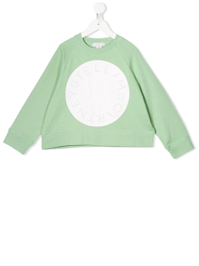 Stella Mccartney Kids' Oversized Logo Organic-cotton Sweatshirt In Green