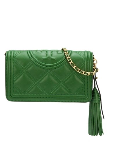 Tory Burch Fleming Quilted Crossbody Bag In Green