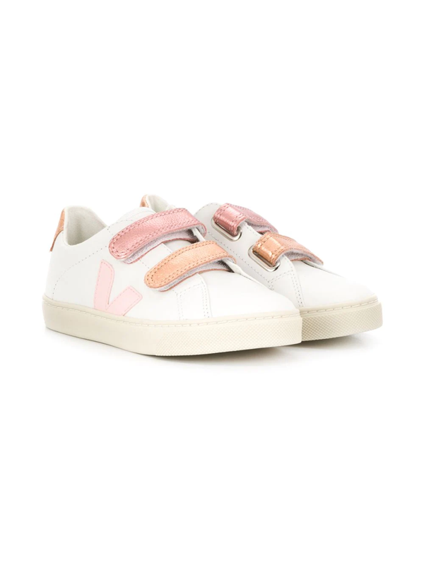 Veja Kids' Touch Strap Low Top Sneakers In White | ModeSens
