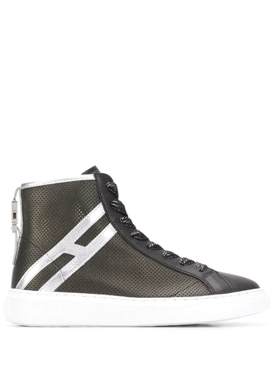 Hogan H365 Perforated High-top Trainers In Black