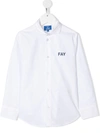 Fay Kids' Logo Print Long-sleeved Shirt In White
