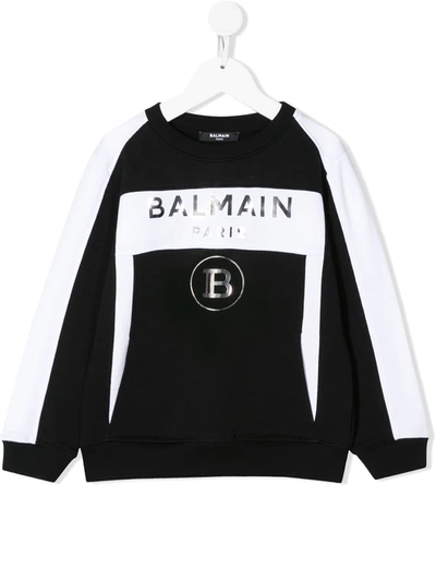 Balmain Kids' Logo-print Long-sleeved Sweatshirt In Black