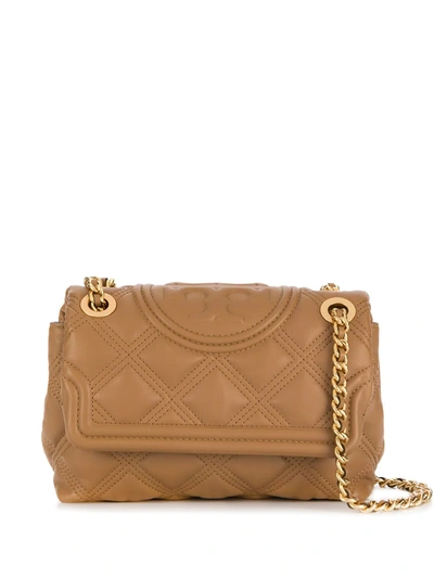 Tory Burch Branded Quilted Crossbody Bag In Brown