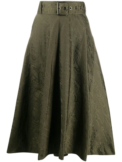 Pinko Felicia Flared Midi Skirt In Green