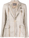 Lorena Antoniazzi Woven Striped Blazer In Brown