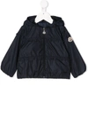 Moncler Babies' Ruffle Detail Logo Patch Jacket In Blue