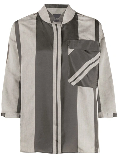 Lorena Antoniazzi Maxi-striped Pocket Shirt In Grey