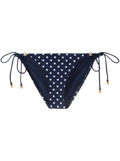 Tory Burch Gemini Link Printed String Bikini Bottom In Blue