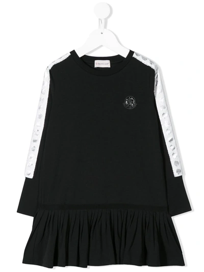 Moncler Kids' Logo And Tape Branded Dress Black