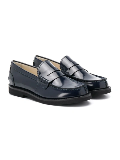 Andrea Montelpare Kids' Varnished Effect Loafers In Blue