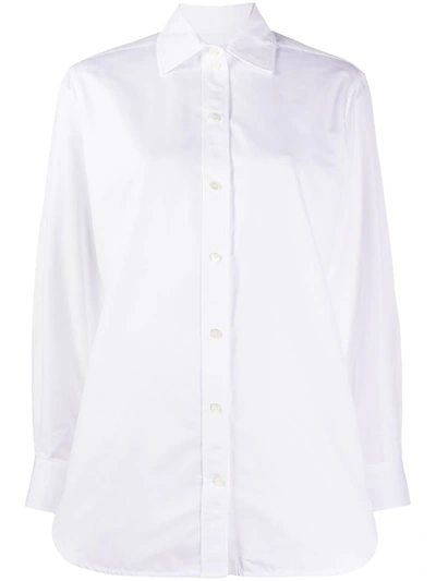 Victoria Beckham Longline Long Sleeve Shirt In White