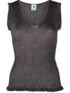 M Missoni Fine-knit Frill Trimmed Vest In Black