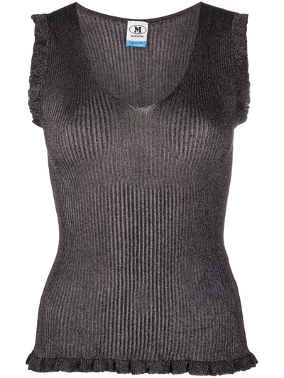 M Missoni Fine-knit Frill Trimmed Vest In Black