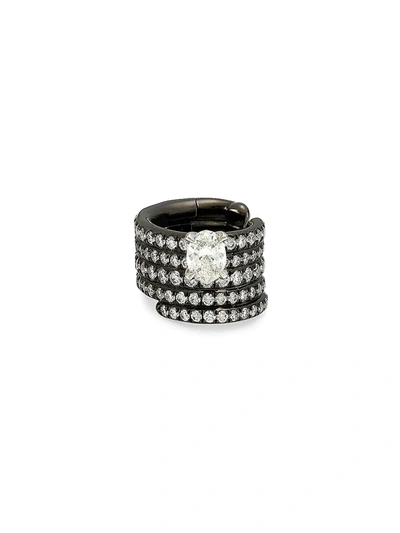 Repossi Blast 18k Black Gold & Diamond Pavé Stacked Single Ear Cuff In Rose Gold