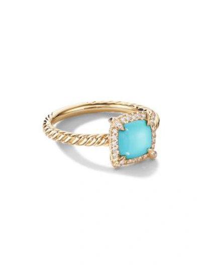 David Yurman Petite Châtelaine® Pavé Bezel Ring In 18k Yellow Gold With Gemstone