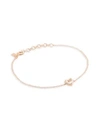 Ef Collection 14k Rose Gold, White Topaz & Diamond Heart Bracelet