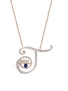 Tabayer Eye 18k Rose Gold, Sapphire & Diamond Transparent Pendant Necklace