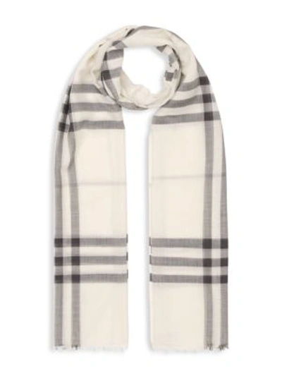 Burberry Women's Giant Check Gauze Scarf In White