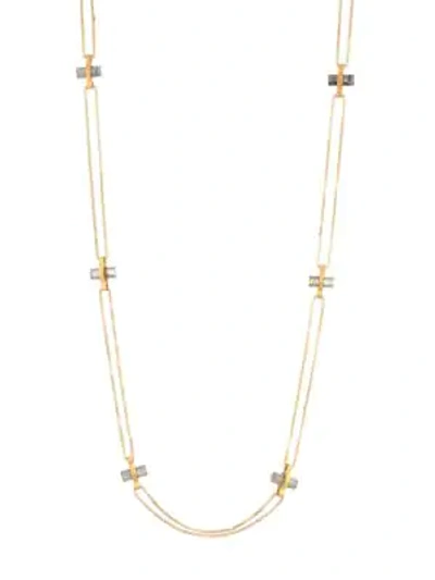 Dean Davidson Core 22k Yellow Goldplated & Labradorite Signature Bar Charm Necklace