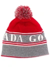 Canada Goose Blue Pompom Wool-blend Beanie In Red