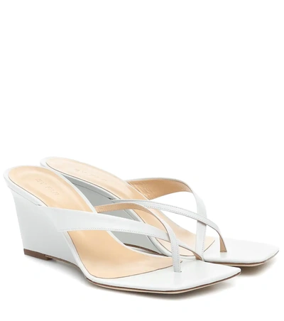 By Far Theresa Leather Wedge Sandals In White