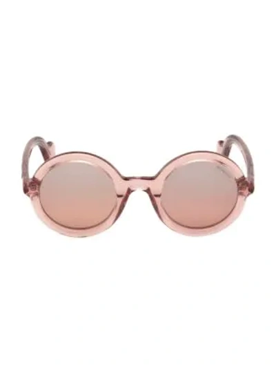 Moncler 50mm Clear Round Sunglasses In Shiny Pink